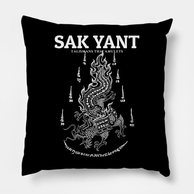 Sak Yant Dragon Pillow by KewaleeTee