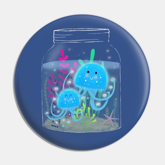 Vacation Memories With Jellyfish In A Jar Pin by LittleBunnySunshine