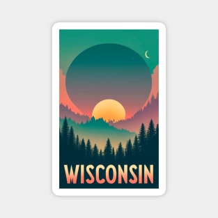 Wisconsin Tourism Poster Sunset Magnet