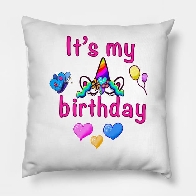 Its my birthday Pillow by Artonmytee