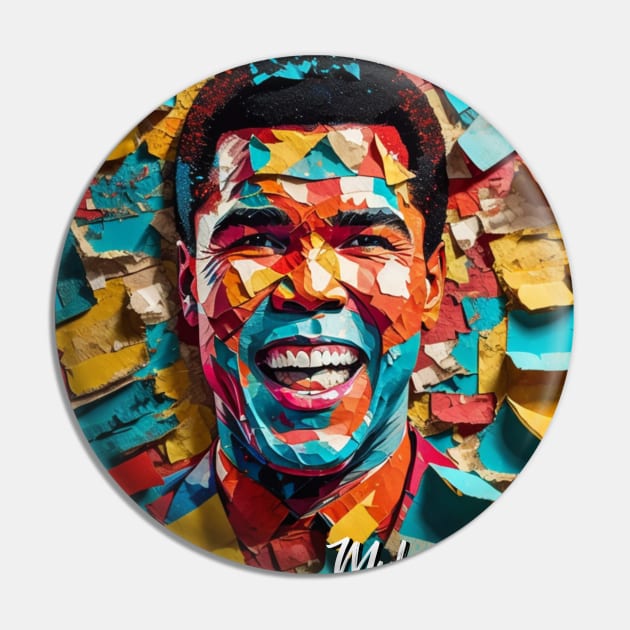 Muhammad Ali // Paper Art Pin by Otmr Draws