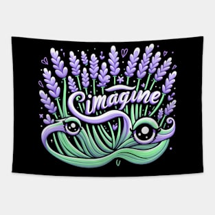 IMAGINE - KAWAII FLOWERS INSPIRATIONAL QUOTES 8KA Tapestry