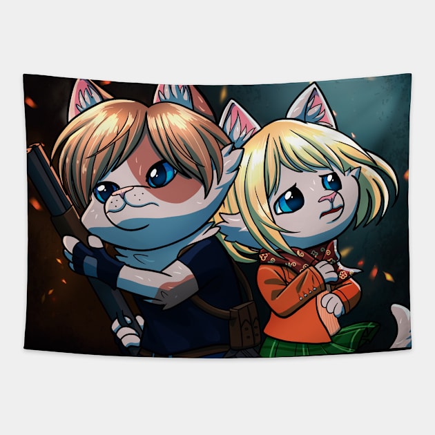 Evil cats - zombie killer cats Tapestry by ISAGU ART STORE