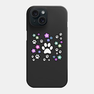 Dog Pawprint Stencil with Flowers - Cute Dog Gifts Phone Case