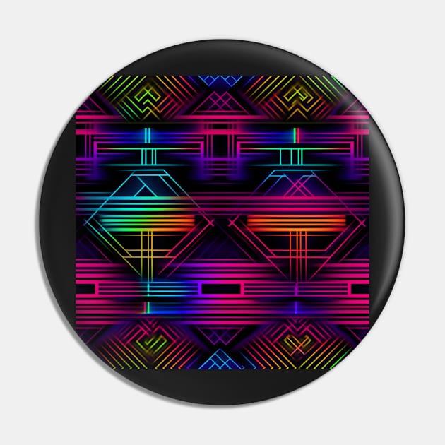 Neon Trippy EDM Festival Rave Pattern Pin by AlexandrAIart