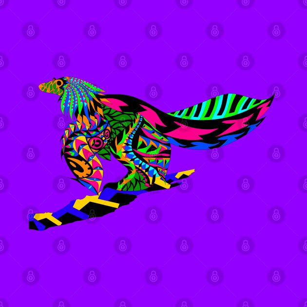 the bird dinosaur in ecopop mandala pattern by jorge_lebeau