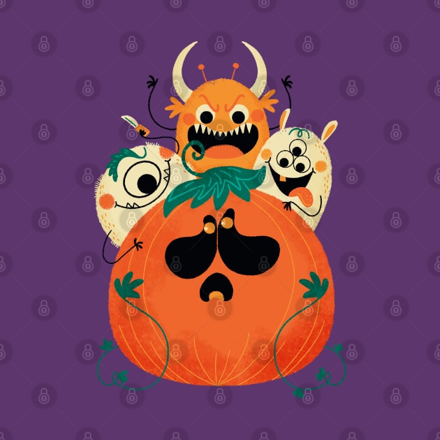 Halloween pumpkin and monsters by Angela Sbandelli Illustration and Design