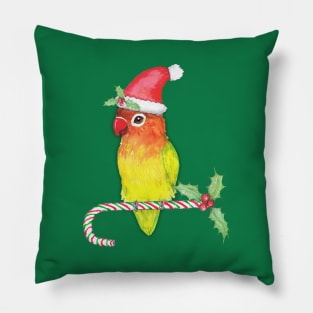 Cute yellow Fischer's lovebird Christmas style Pillow