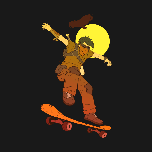 Post-Apocalypse skateboarder by vanpaul54