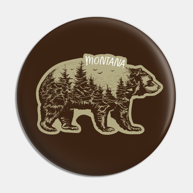 Mountain Grizzly Bear Montana Sticker Pin by sentinelsupplyco