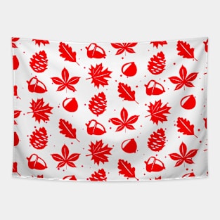 Graphic Nature Pattern in Red Tapestry