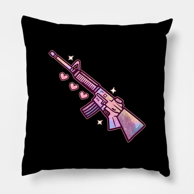 Cute Pastel Goth Machine Gun - Soft Grunge Gift Pillow by biNutz