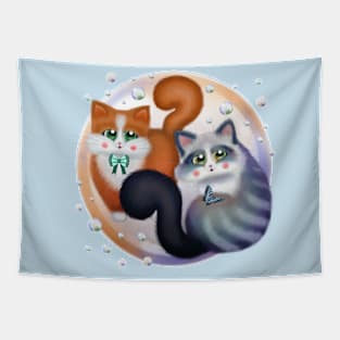 Sweet Cats with Bubbles Tapestry