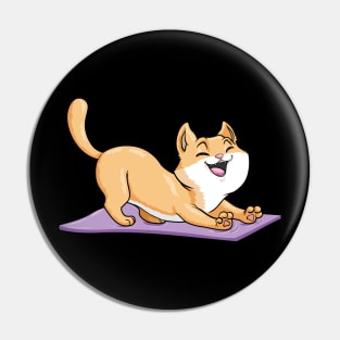 Cat at Yoga with Yoga mat Pin