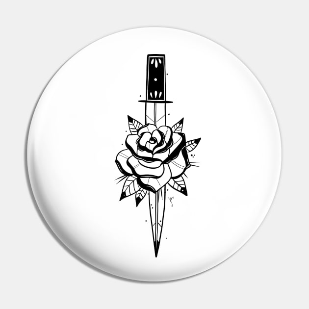 Rose and Dagger blk Pin by MoonstoneandMyth