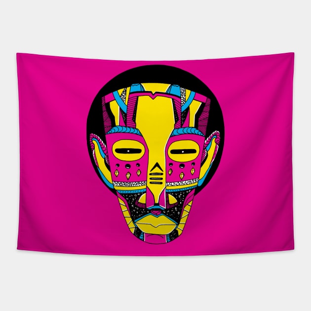 CMYK African Mask No 3 Tapestry by kenallouis