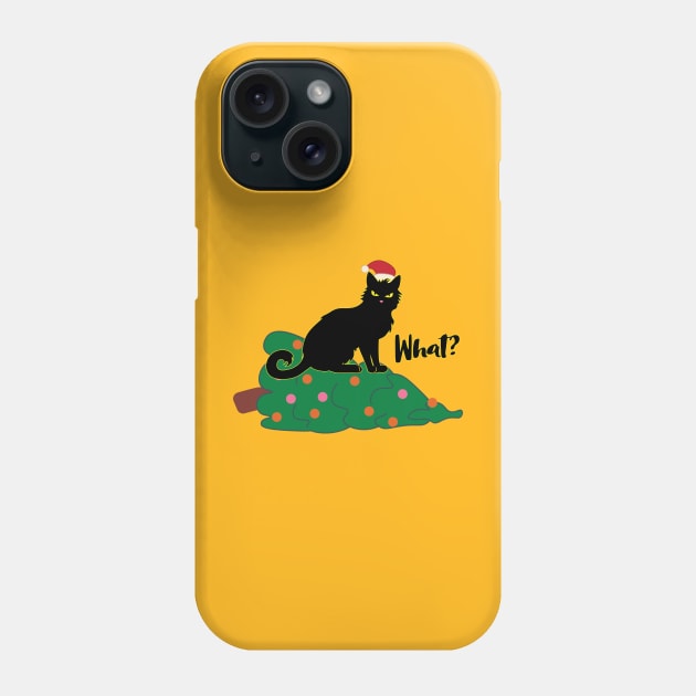 Evil black cat dropped Christmas tree Phone Case by AnnArtshock