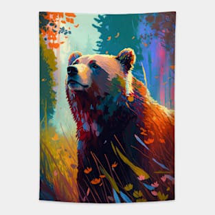 Grizzly Bear Animal Portrait Painting Wildlife Outdoors Adventure Tapestry