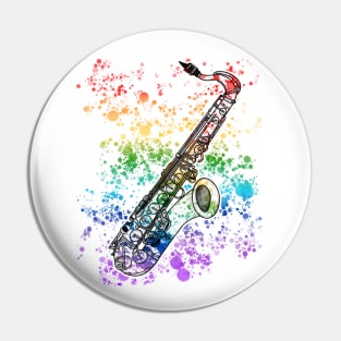 Saxophone Rainbow Colours Saxophonist Sax Player Musician Pin