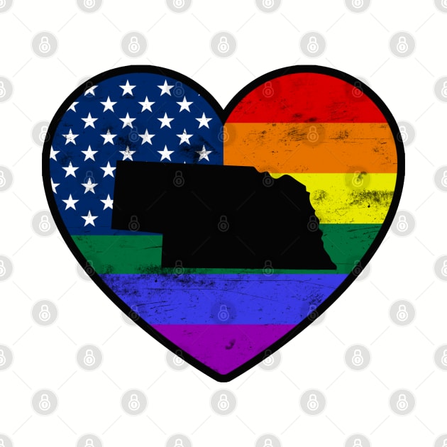 Nebraska United States Gay Pride Flag Heart by TextTees