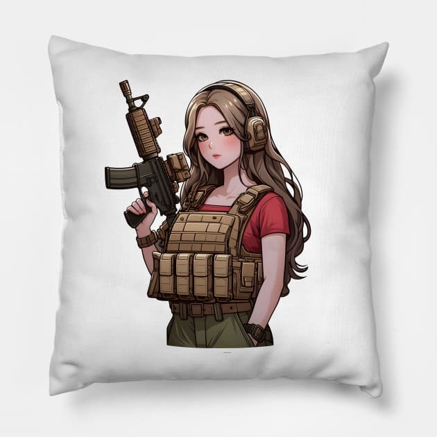 Tactical Girls' Frontline Pillow by Rawlifegraphic