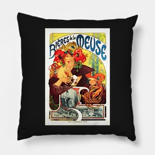 Retro poster - pub - vintage - Meuse beer - Pillow