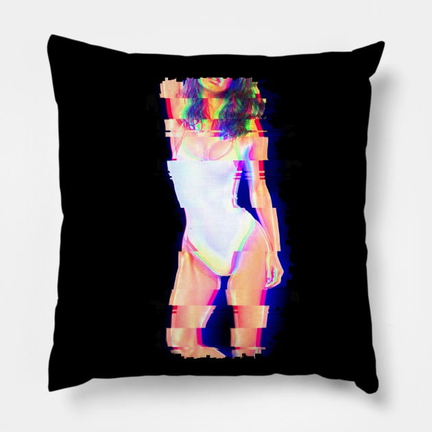 RETRO GLITCH GIRL #4 Pillow by RickTurner