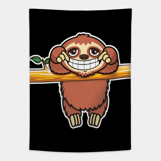Sloth grin 2 Tapestry by Plushism