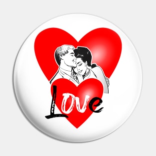 Man and woman in love hearts Pin