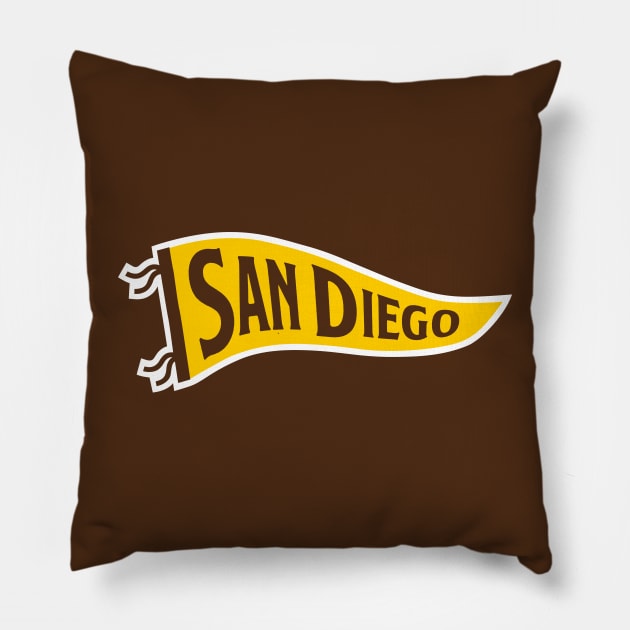 San Diego Pennant - Brown Pillow by KFig21