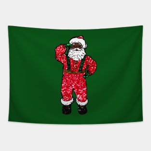 glitter print black santa claus Tapestry