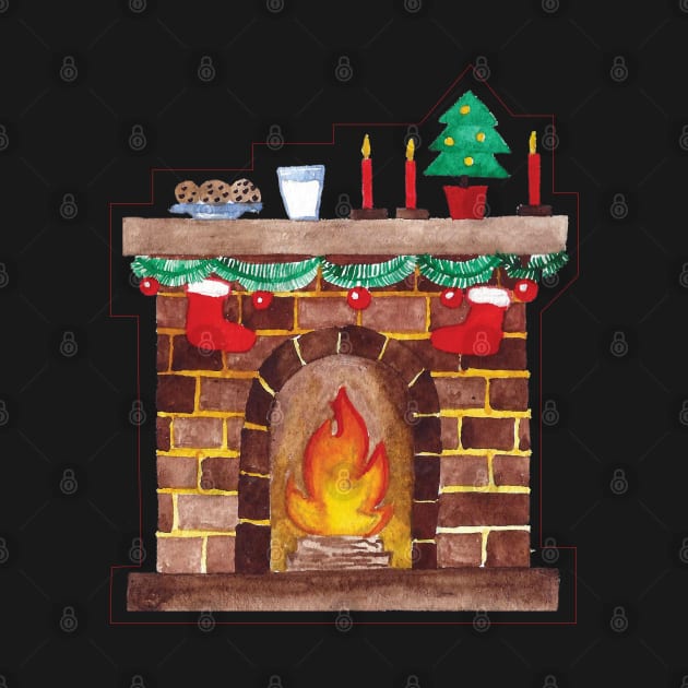 Cookies milk sitting on Fireplace by holidaystore