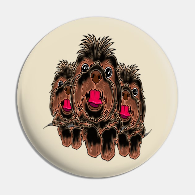 Mosaic of three Yorkie Poo dogs in black and brown colors with their tongues sticking out. Pin by Rebeldía Pura