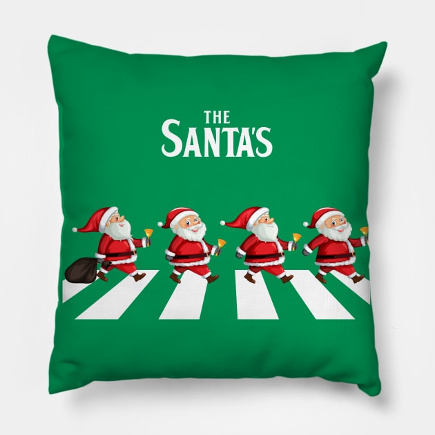 Santa Abbey Road Parody Christmas Pillow by TheShirtGypsy