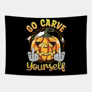 Funny Carved Pumpkin Men Women Funny Halloween Tapestry