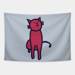 Thick Line Kitty Cat in Viva Magenta Color of the Year 2023 Tapestry