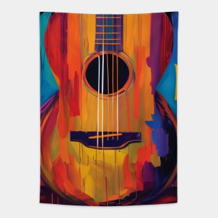 Acoustic Guitar Portrait Modern Oil Painting Style Digital Art Tapestry