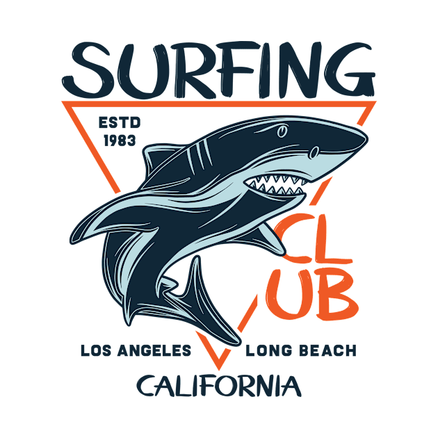 Surfing Club Los Angeles Long Beach California Gift T-Shirts by gdimido