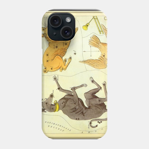 Constellations of Canis Major, Lepus, Columba Noachi and Cela Sculptoris from Urania's Mirror Phone Case by MasterpieceCafe