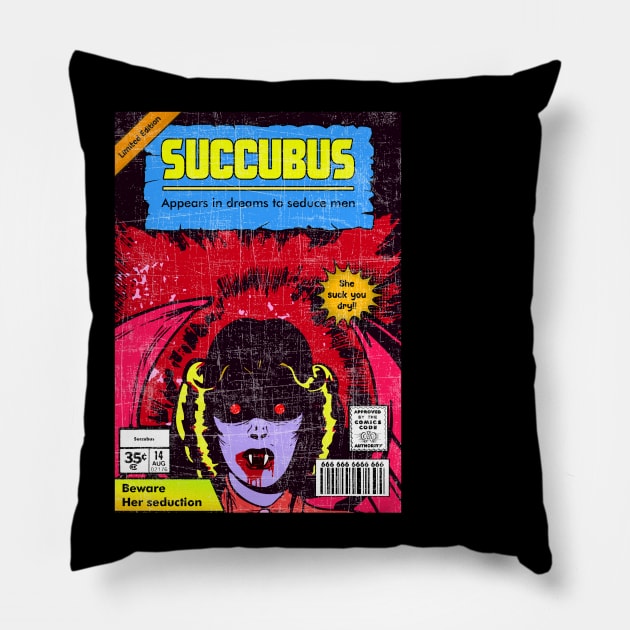 SUCCUBUS RETRO Pillow by theanomalius_merch