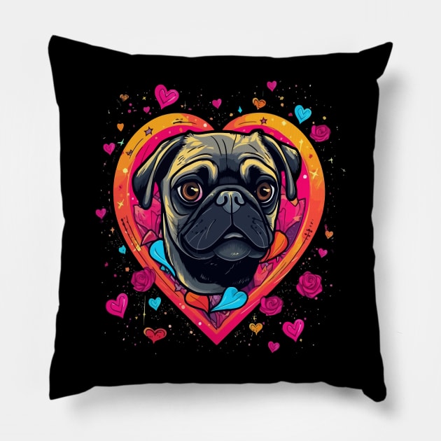 Pug Valentine Day Pillow by JH Mart