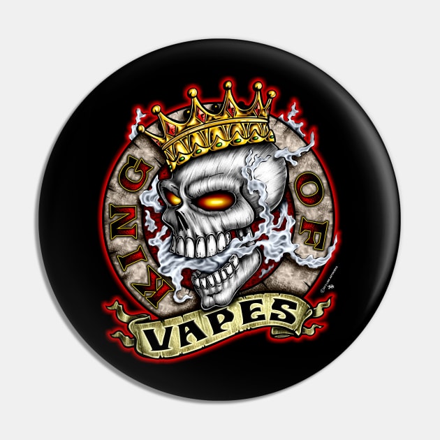 King Of Vapes (Dark Shirt) Pin by linkartworks