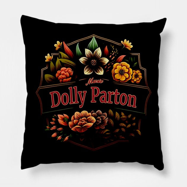 Dolly Parton Flower Vintage Pillow by Itulah Cinta