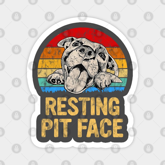 Vintage Pitbull Resting Pit Face - Funny Pitbull Lovers T-Shirt - Adopt ABulls Rescue - Resting Pit Face t-shirt Magnet by andreson