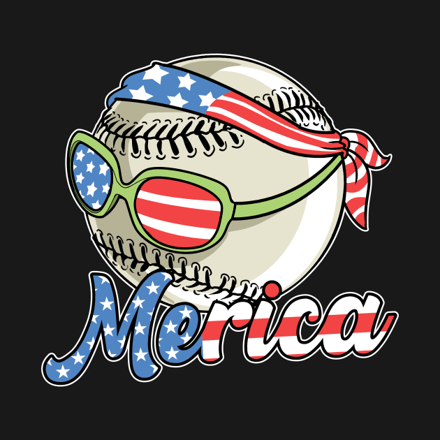 Baseball Merica USA 4th Of July Independence Day by ModernMode