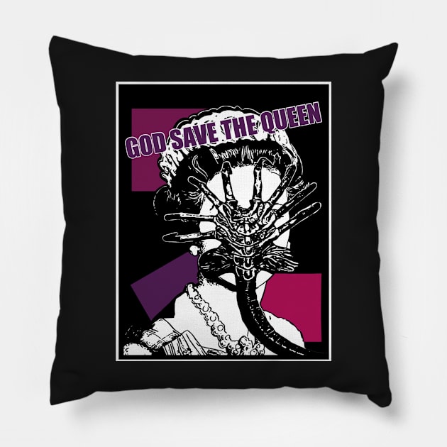 God save the Queen (face hugger) Pillow by EstrangedShop