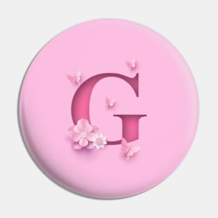 G Letter Personalized, Pink Minimal Cute Design, Birthday Gift, Christmas Gift Pin