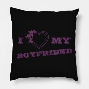 I Love My Boyfriend Purple Pillow