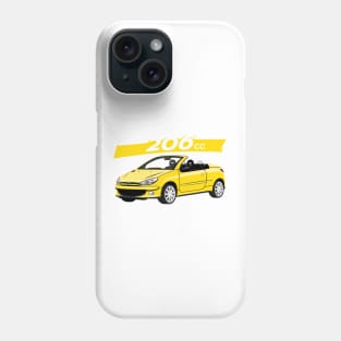 City car 206 cc Coupe Cabriolet france yellow Phone Case