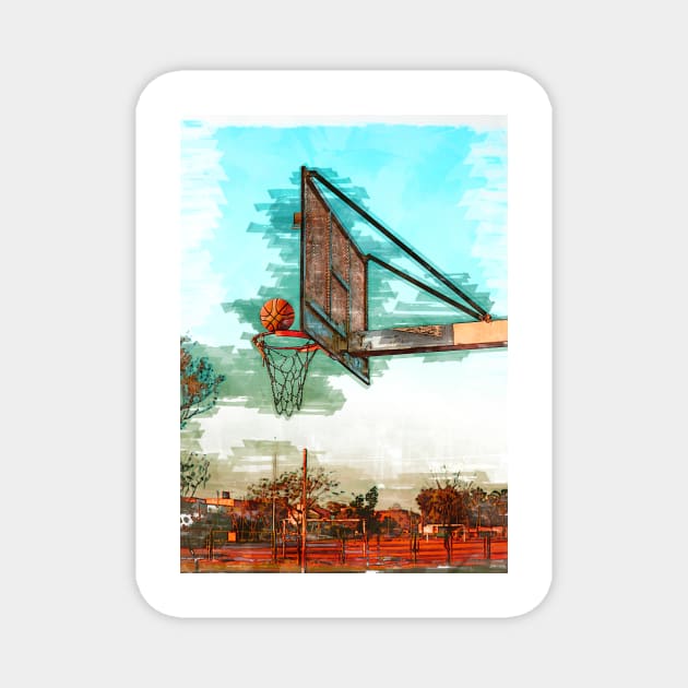 Basketball Hoop In Argentina Marker Sketch Magnet by ColortrixArt